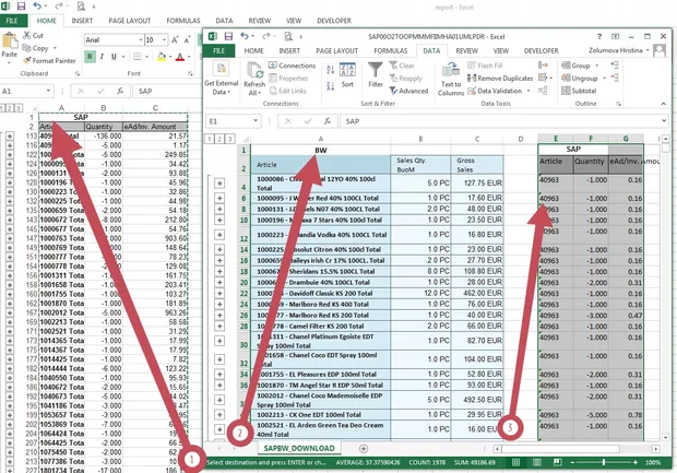 Екранна снимка към: Как да копирам само междинни суми?