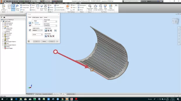 Екранна снимка към: Как да направя ръб по 90 градуса на детайл който е под формата на дъга след команда Unfold и Refold?