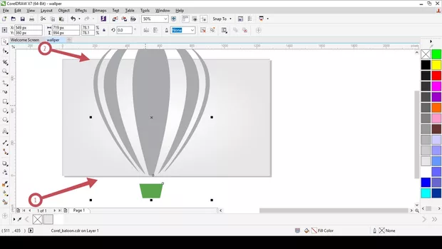Екранна снимка към: Защо когато пусна SPACE, балонът ми се центрира, но излиза извън листа?
