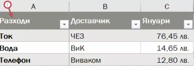Екранна снимка към: Може ли да премахнем заглавията във вградените таблици на Ексел?