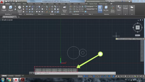 Екранна снимка към: Защо не мога да въведа командата Tangent? 