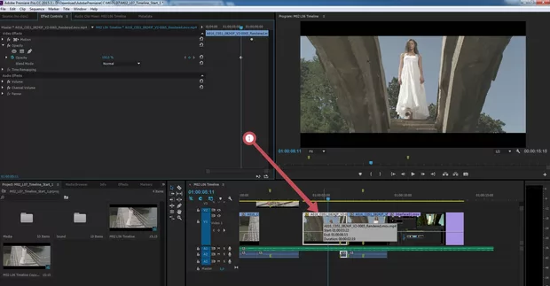 Екранна снимка към: Защо не се визуализира линията за редактиране на прозрачността в таймлайна?