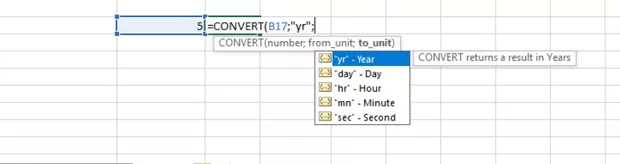 Екранна снимка към: Как да сметка колко месеца има в 1 година с фунцията CONVERT
