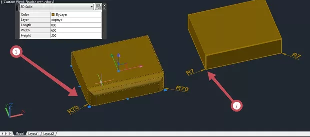 Екранна снимка към: Как да коригирам заобляне без да изчертавам наново паралелепипед?