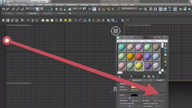 Екранна снимка към: Защо, когато стартирам материялния редактор в слота за събдивизиите ми е неактивен и не мога да променям стойностите?