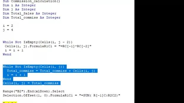 Екранна снимка към: Какъв е проблемът в кода за сумиране на комисионната?