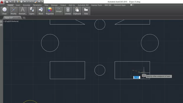 Екранна снимка към: Защо като правя елипсата, чиято половина е навънка, а другата вътре, ми се получава следното