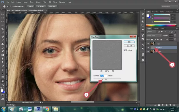 Екранна снимка към: Не се появява сивия фон и съответно не реагира при промяна на пикселите в HighPass. Какво пропускам? 