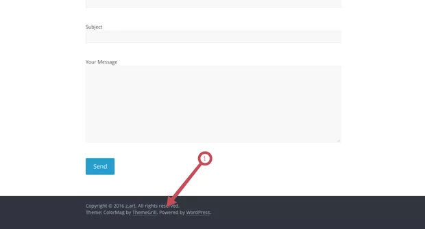 Екранна снимка към: Как мога да скрия текста, който показва, че сайта е направен с WordPress и полето да остане празно?<br>