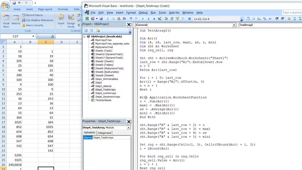 Екранна снимка към: Защо Range(cells(1,3),cells(Ubound(Arr)+1,3)) се променя така?