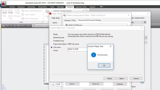 Екранна снимка към: Защо, след прекъсване, не мога да довърша правенето на новия размер с Finish?