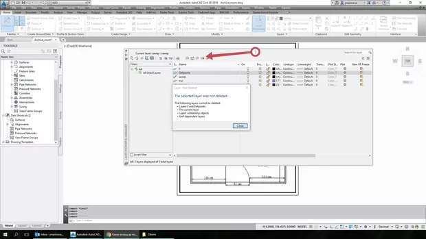 Екранна снимка към: Изтриване на слоеве в AutoCAD