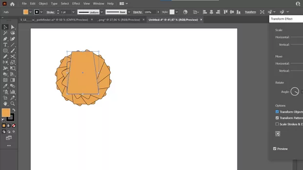 Екранна снимка към: Здравейте! Настройките са същите, но резултатът е различен. Направи ми впечатление, че в урока стойностите на Move са в mm, а при мен са&nbsp; pt. Възможно ли е&nbsp; това да е причината?