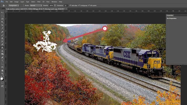 Екранна снимка към: Защо не се запълва цялата селекция както в урока, а само част от нея?