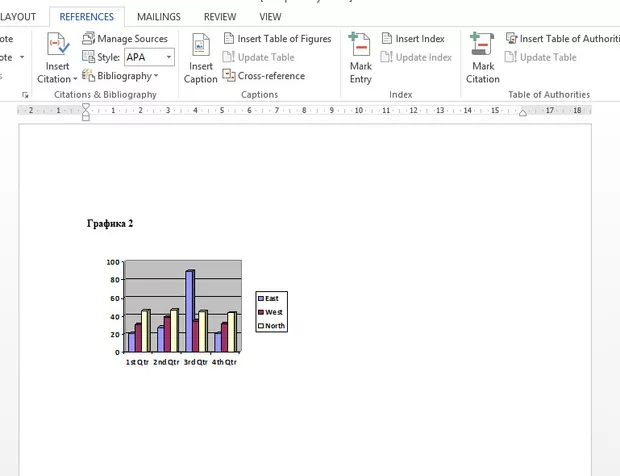 Екранна снимка към: Как да направим автоматично съдържание на графиките ни в документ направен на Word 2013?