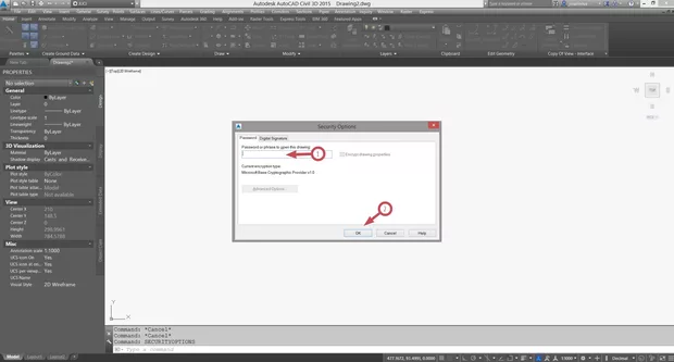 Екранна снимка към: Парола на dwg чертеж /Autodesk 2015/