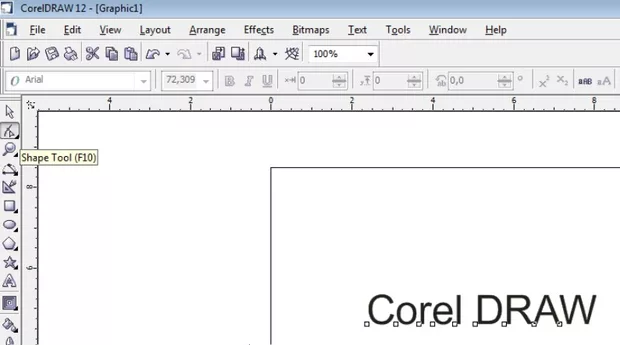 Екранна снимка към: Как да разположим буквите на текст по наш избор в Corel DRAW 12?