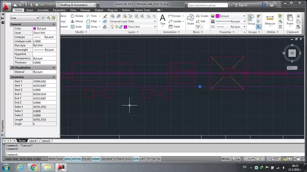 Екранна снимка към: Защо в моделното пространство осовите линии са непрекъснати? Сменям мащаб, scale и т.н., но няма ефект. В същото време в лейаутите и при плотиране всичко е ОК.
