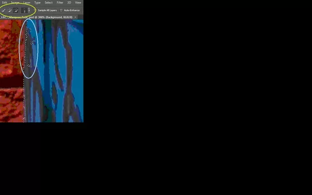 Екранна снимка към: Как да оперираме със селекцията когато неточността на очертанието влиза вътре в желаният контур и когато излиза от него.