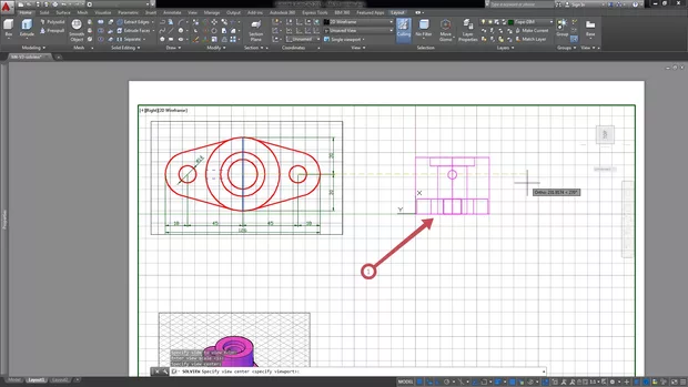 Екранна снимка към: Защо при изпълнението на командата SOLVIEW не се получава правилен поглед на разреза?
