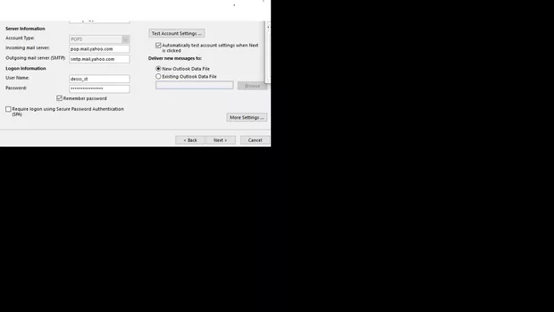 Екранна снимка към: Как да настроя пощата на yahoo?