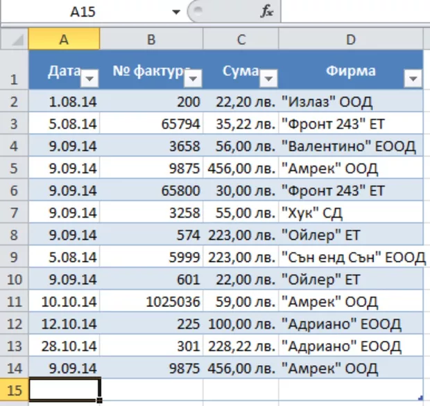 Екранна снимка към: Highlight за редове с еднакви данни в някои от колоните в EXCEL