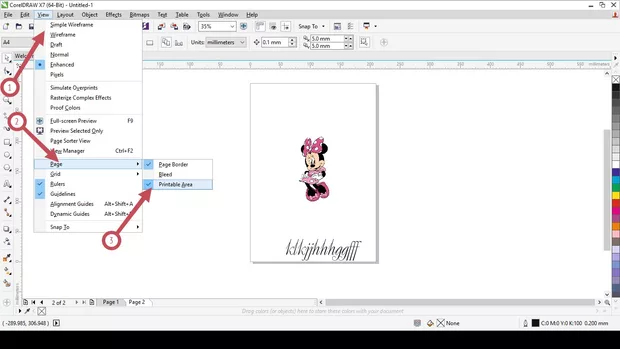 Екранна снимка към: Как да ми се покаже Printable area?