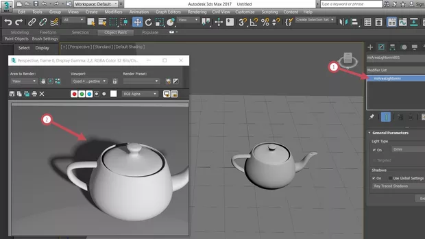 Екранна снимка към: Защо при прилагане на "omni" светлина,сянката на чайника се получава назъбена?