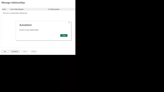 Екранна снимка към: Защо, кат&nbsp; изтрия връзката, не мога да я възстановя с Manage relationships > Delete>Atodetect > Found no new relationships, а само с влачене?