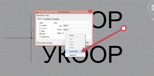 Екранна снимка към: Каква настройка за Field (полето) да направя, когато го поставям като атрибутна информация?