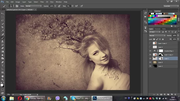 Екранна снимка към: Каква е оценката? Това ми се получи от задачата. След като прегледах решението само промених в двутонно тониране. Като първо домашно се надявам да се е получило.