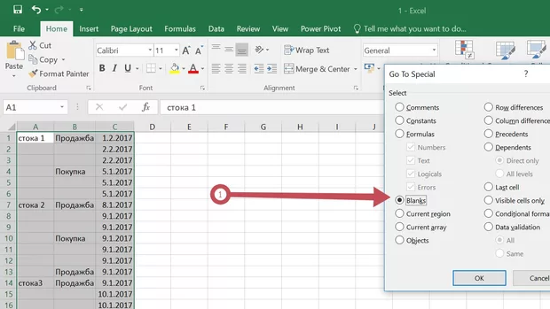 Екранна снимка към: Лесно запълване на празни клетки в Excel