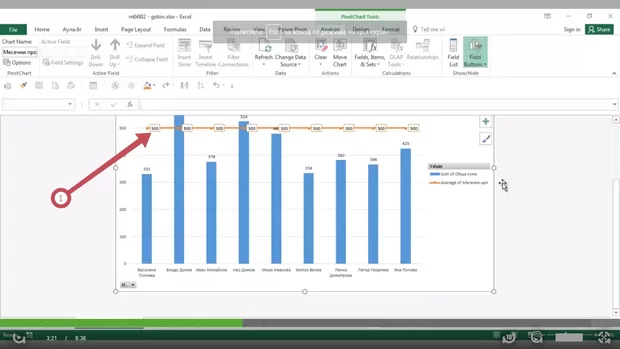 Екранна снимка към: Как става това изписване 500 на линията?Ексел 2016