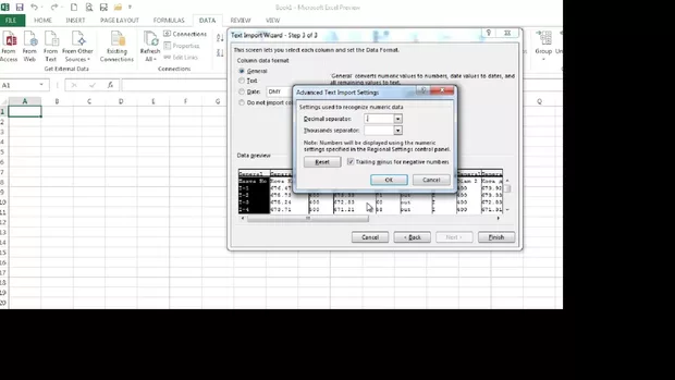 Екранна снимка към: Как да смена на ''.'' с '','' в по- новата версия на Excel, при използване на&nbsp;''Import Data from text'' 