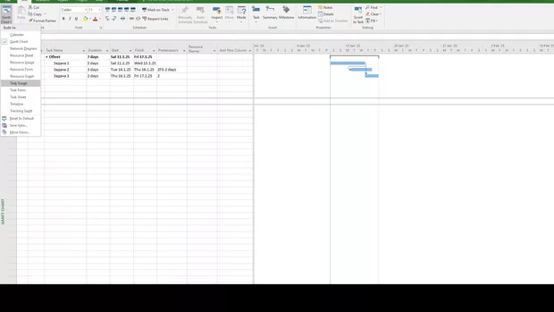 Екранна снимка към: Къде да намеря изгледа team planner във&nbsp; версия 16 на project manager?