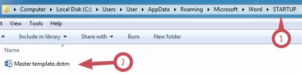 Екранна снимка към: Лесно създаване на Quick Parts (бързи текстове) и намиране на папка STARTUP на Word