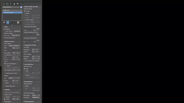 Екранна снимка към: Как да намеря тези настройки на камерата във V-Ray 3.5