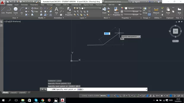 Екранна снимка към: Защо при втората точка (2,2) при включен DYNMODE когато въвеждам &nbsp;стойностите с относителна координатна система @1 (табулация) 1 директно на чертежа, ми дава хоризонтална линия?