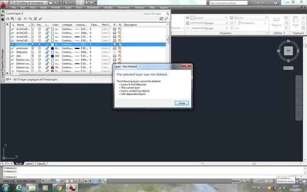 Екранна снимка към: Защо не мога да изтрия слой в AutoCAD?