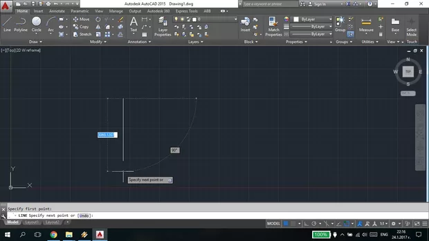 Екранна снимка към: Как да премахна изчислението на ъгъла в градуси при работа с командата LINE?