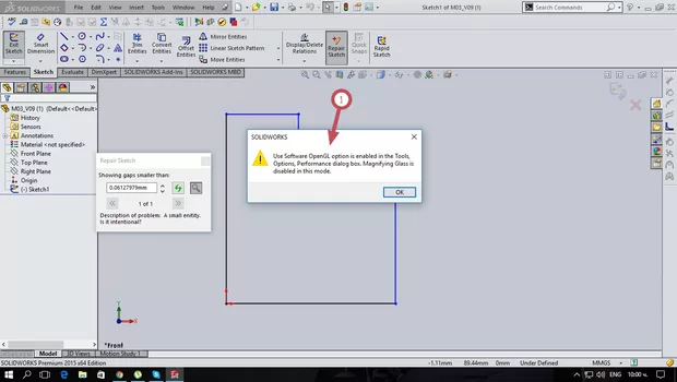 Екранна снимка към: Как да променя настройката Use Software OpenGL в Tools, тъй като при мен е с отметка, но в същото време е в сив цвят т.е. не ми разрешава да я променям, а в следствие от това не мога да използвам лупата?