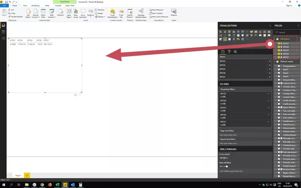 Екранна снимка към: Как да покажа данни от изчислени мерки вертикално
