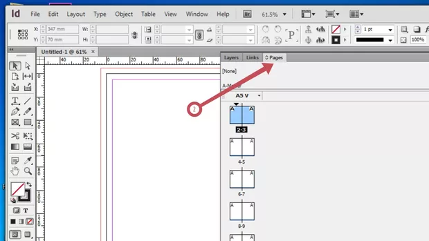 Екранна снимка към: Здравейте! Защо панела Pages не ми е активен. Единствено мога да добавям страници. Вероятно проблемът е в настройките. Версията на In Desingn e CS6.