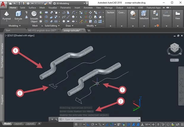 Екранна снимка към: Защо не ми се получава 3Д фигура от път и затворена полилиния чрез&nbsp;&nbsp;sweep и&nbsp;extrude-path ?