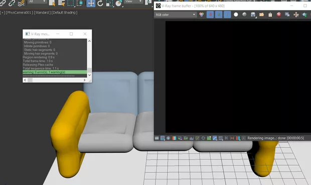 Екранна снимка към: Защо, като тръгна да рендвам се вижда черен екран?Как се поправя това и защо става така?