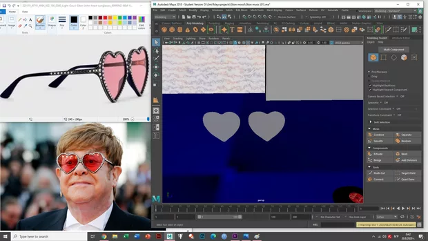 Екранна снимка към: Как да направя дръжките на очилата и това между сърцата?