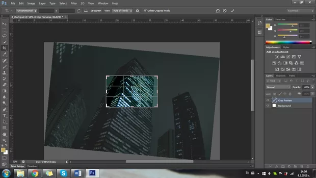 Екранна снимка към: Защо не се завърта селектираната с Crop Tool част, а цялото изображение?