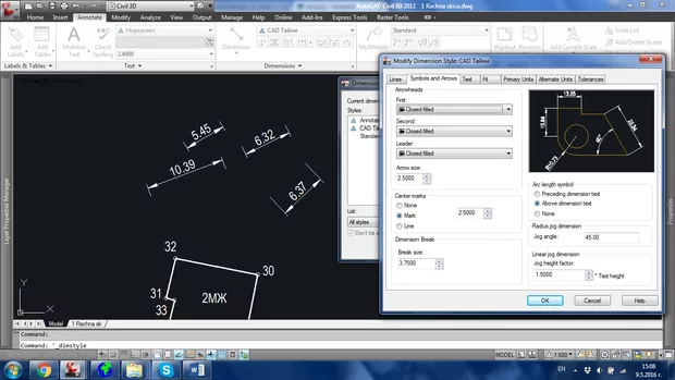Екранна снимка към: Защо изчезват стрелките на оразмерителните линии?