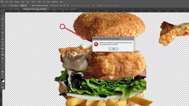 Екранна снимка към: Как да&nbsp;смаля слой номер&nbsp;5. Селектирала съм слоя и след като натисна "Ctrl" + "T" ми излиза това ... 