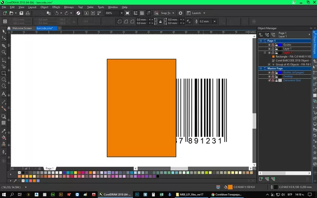 Екранна снимка към: Защо правоъгълника ми се запълва с цвят, а от долу ми е баркода и не се показва ?